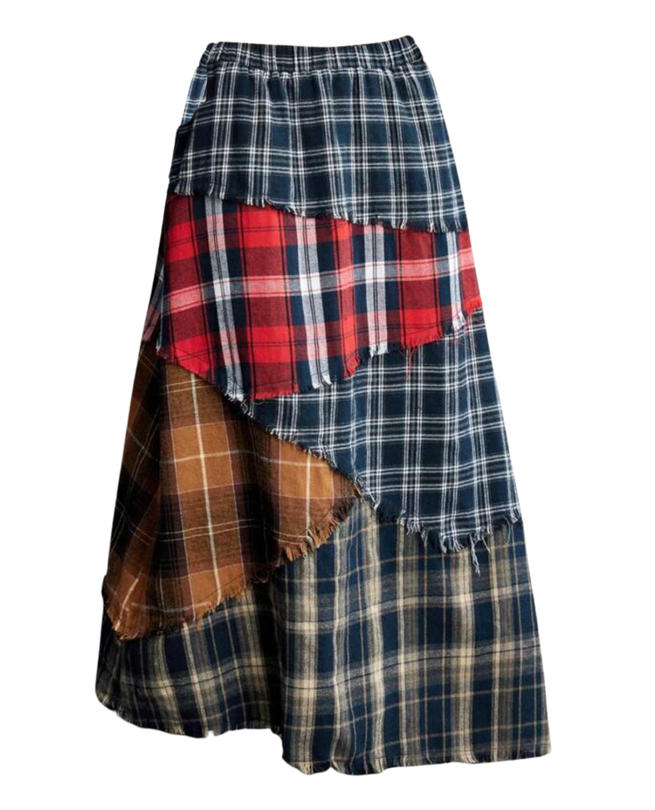 Mixed Signals Plaid Maxi Skirt - Multi