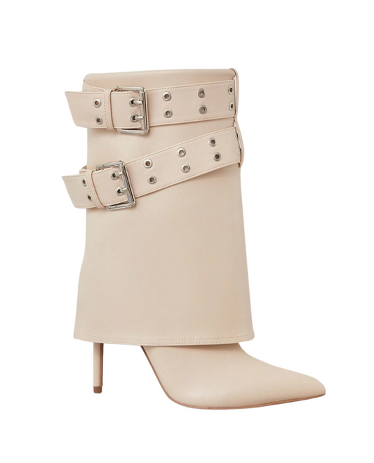 Leader Vegan Leather Boots - Beige