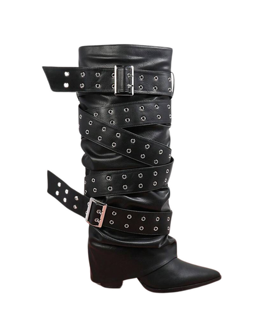 On Tour Vegan Leather Boots - Black