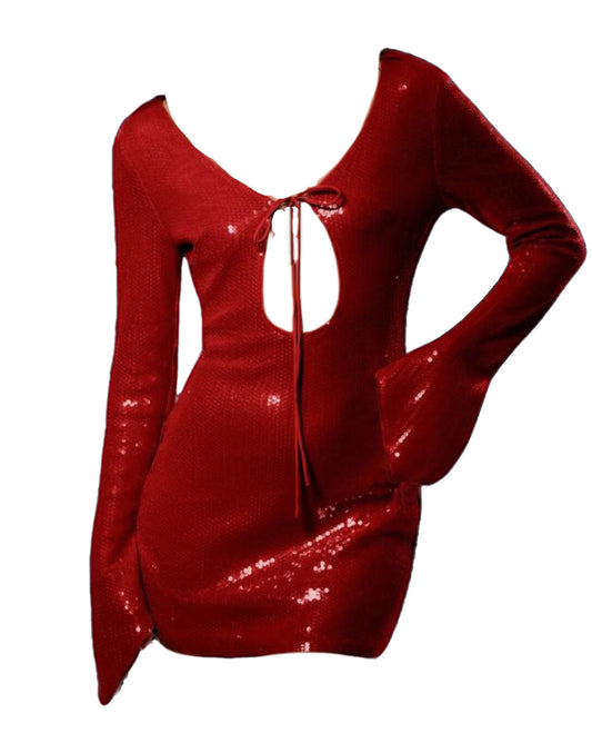 Alice Sequin Mini Dress - Red