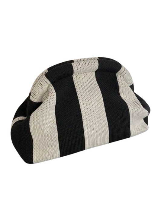 Earned My Stripes Medium Clutch - Black/White