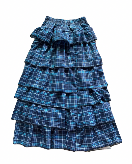 Check the Boxes Plaid Maxi Skirt - Blue