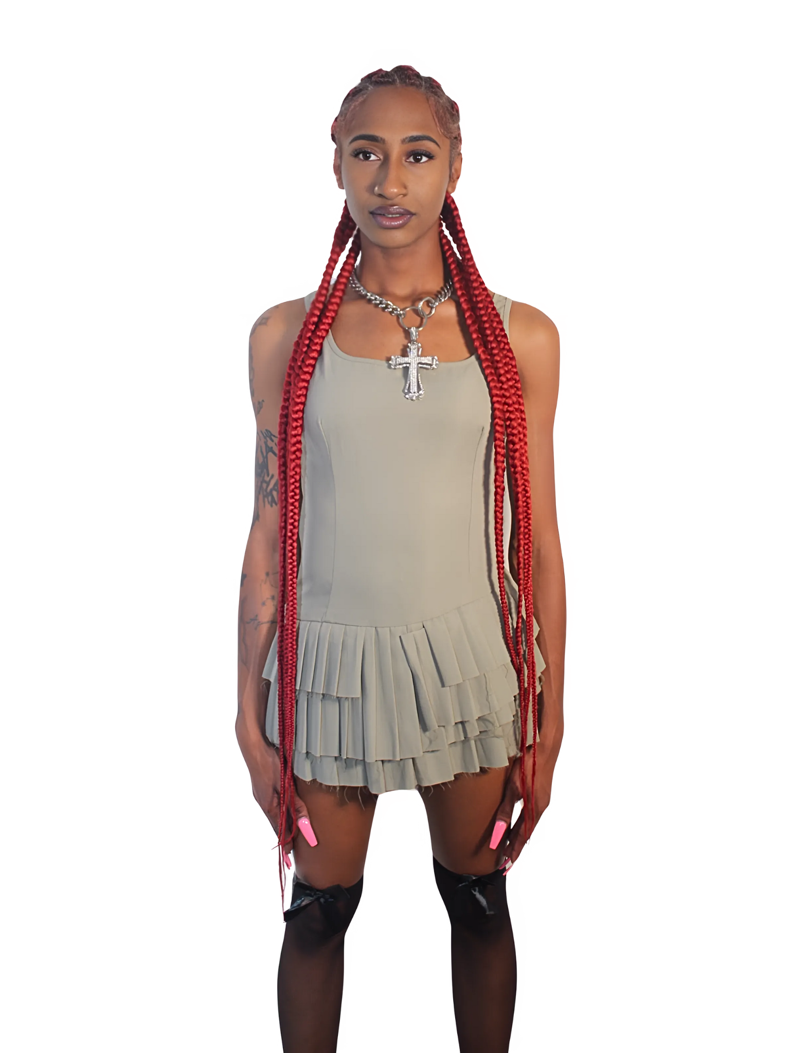 Category Serve Pleated Mini Dress - Olive