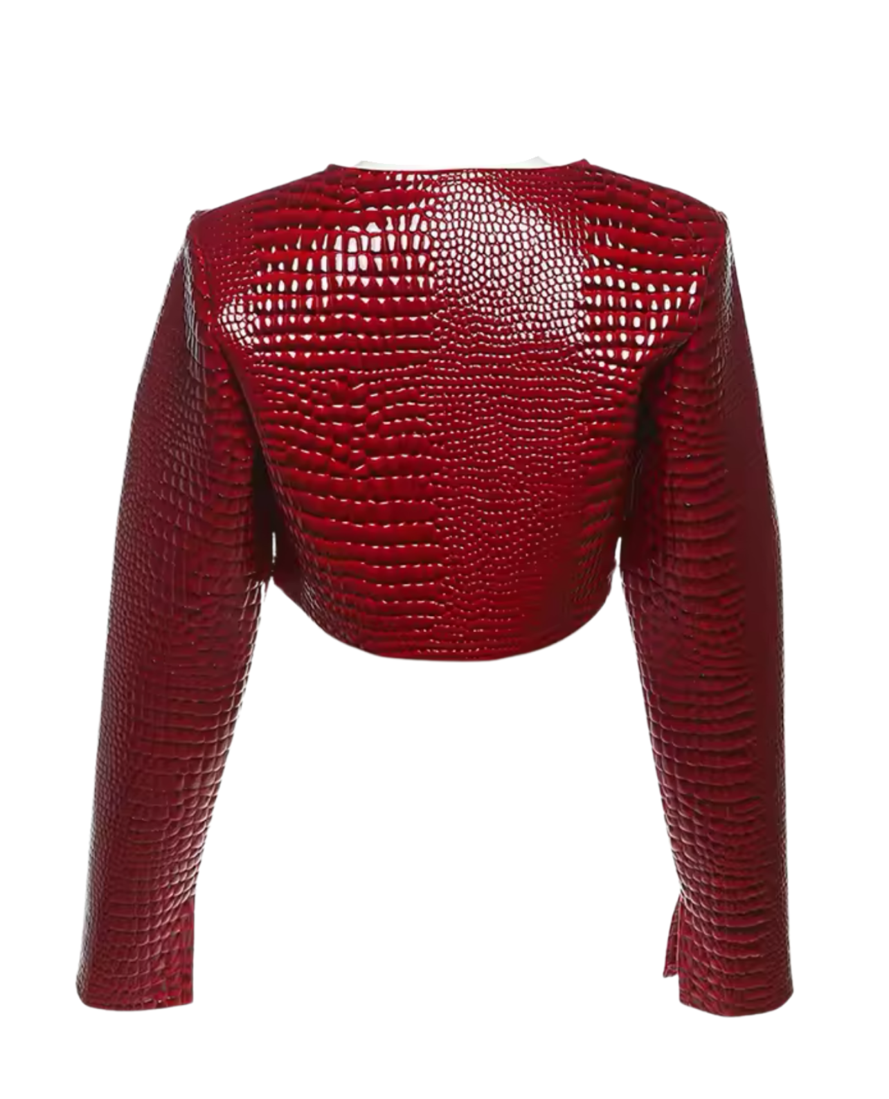 Croc’d Out Cropped Jacket - Wine Red