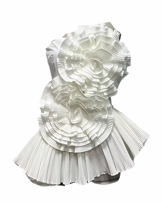 Facets Mini Dress Set - White