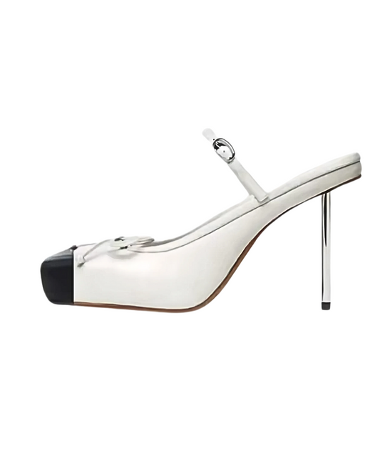 High Class Square Toe Heels - White