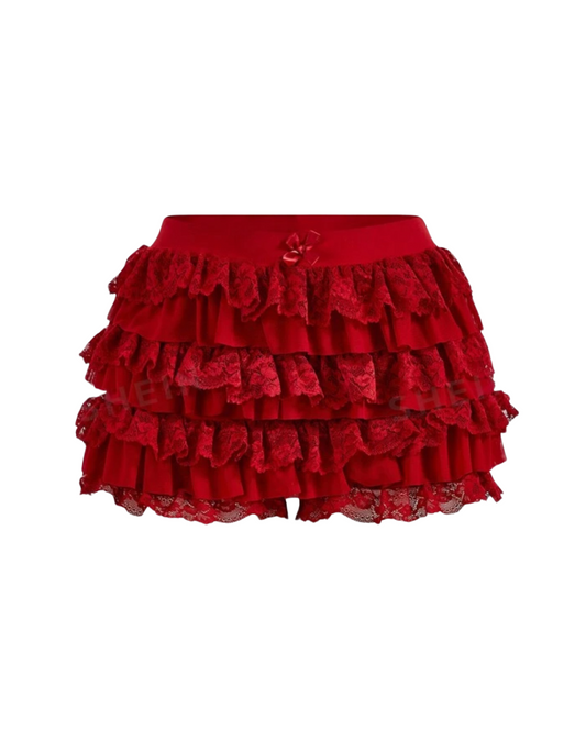 Pin Up Detailed Shorts - Red