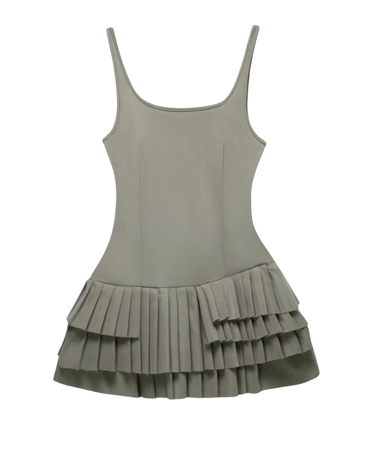 Category Serve Pleated Mini Dress - Olive