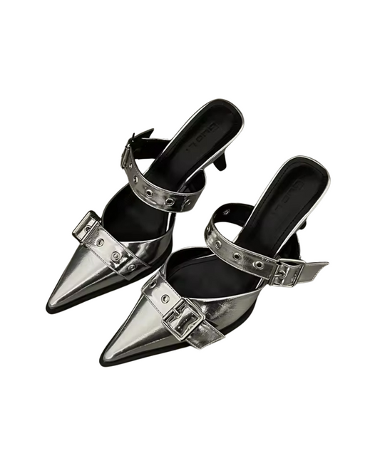 Double Trouble Kitten Heel - Silver