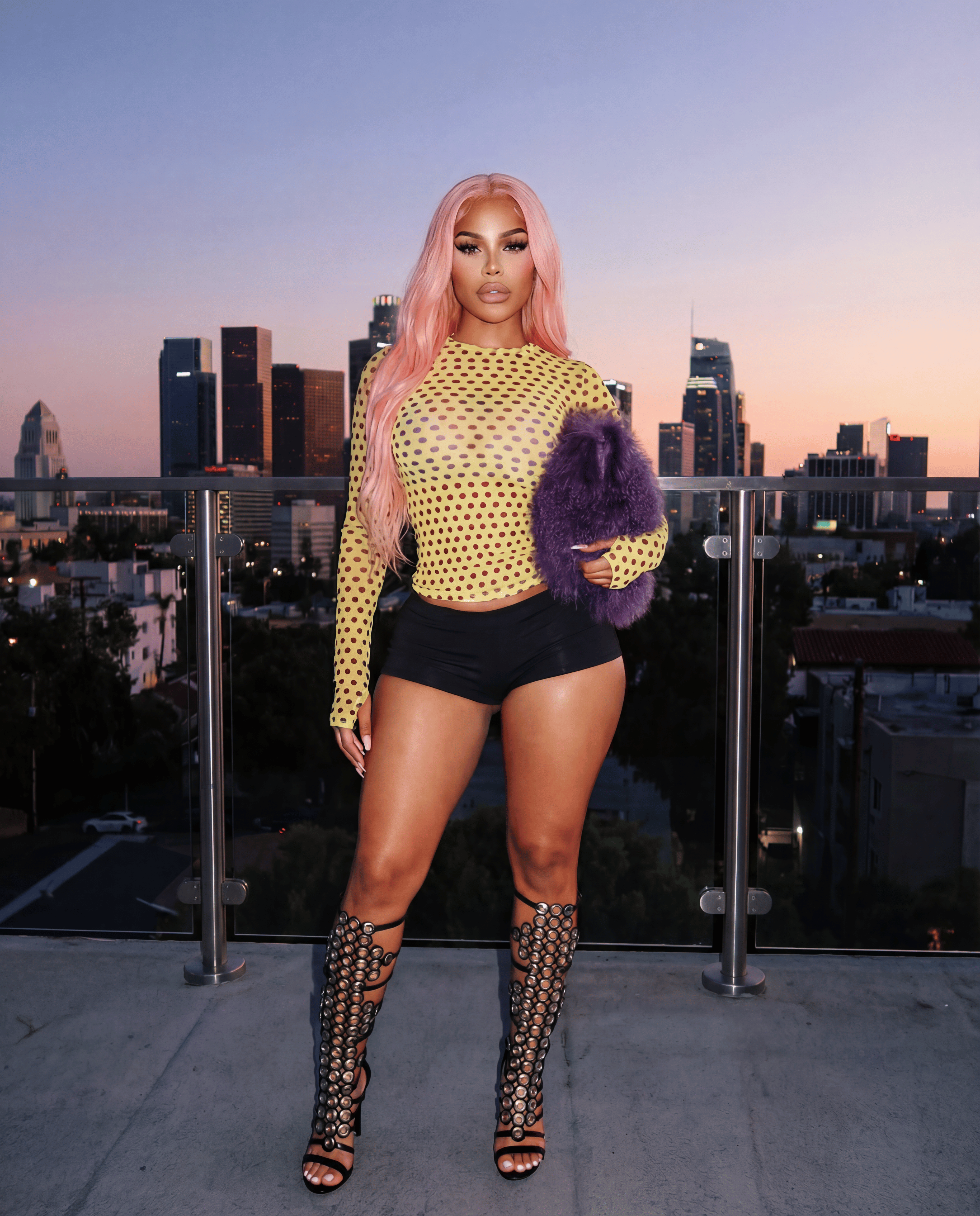 Caution Polka Dot Mesh Top - Yellow